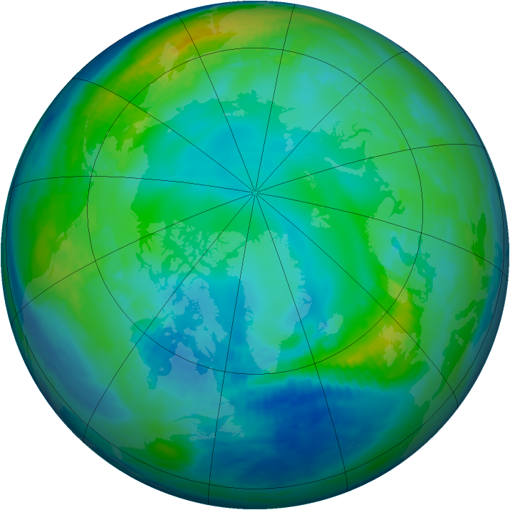 Arctic ozone map for 13 November 1991